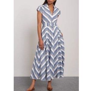 Gul Hurgel Midi Striped Linen and Cotton Shirt Dress